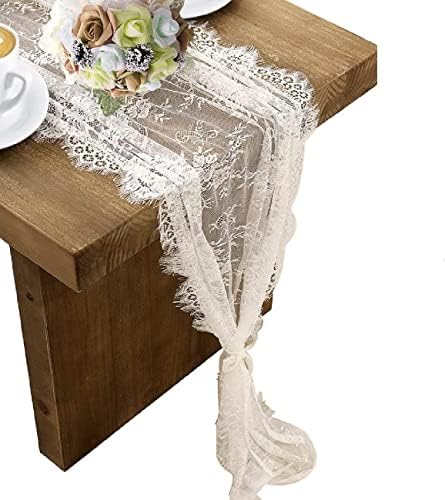 10 Pcs White Lace Table Runner 14 x 120 Inch Embroidered Boho Table Runner for Wedding Party Bridal Shower Decorations Vintage Rustic Table Runners by HEIPINIUYE