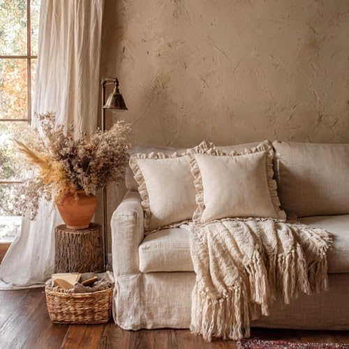 patdrea Vintage Linen Throw Pillow Covers,Set of 2,22"x22"-Kubum - Image 3