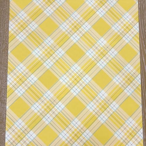 Yellow Plaid Paper Table Runner - Easter Spring Holiday Pattern for Parties or Weddings - Disposable Table Runner American Made - Image 2