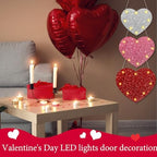 Barydat 3 Pcs Valentine‘S Day Wooden Door Sign Lighted Heart Glitter Valentines Hanging Sign Wall Decor Plaque with LED Lights for Outdoor Wall Front Door Anniversary Wedding(Valentines Day) - Image 6