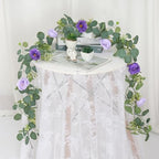 TOCHGREEN 4 Pack Artificial Eucalyptus Flower Garland with Purple Roses - Image 6