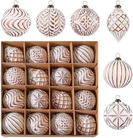 16Pcs Vintage Rustic Christmas Ball Ornaments - Large Shatterproof Neutral Christmas Ornaments Set Farmhouse Christmas Decor for Xmas Tree Home Party Holiday (Bronze) by Unknown