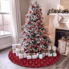 Civaner 48in Burgundy Bow Christmas Tree Skirt Faux Fur - Image 7