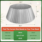 ELYKEN Christmas Tree Collar, 28 Inch Silver Woven Xmas Tree Skirt for 7.5 ft Trees, Stylish Rustic Basket for Tree Base Cover with Cord Cut-Out for Pencil Trees, Easy Assembly - Image 3