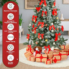 Drydiet 72 Inch Large White Knit Christmas Tree Skirt Xmas Tree Skirt Mat - Image 3