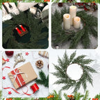 Christmas Round Placemats Set of 6 Artificial Cedar Wreath Charger - Image 5