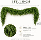 Norfolk Pine Garland, 2 Pack 6 FT Christmas Greenery - Image 2