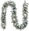 Valery Madelyn 9 Ft Christmas Garland with Lights for Mantle Silvery Blue by ValeryMadelyn