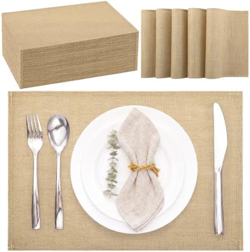 Kochorie 50Pcs 11x17 Woven Burlap Placemats Jute Placemat for Dining Table by Kochorie