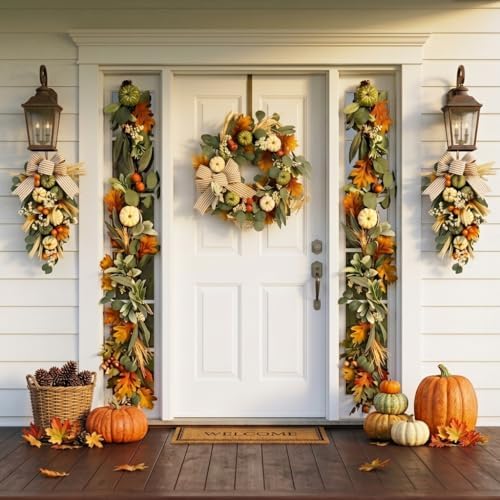 Valery Madelyn 6ft Fall Garland for Mantle with Pumpkins - Image 6