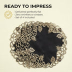 Decozen Set of 8 Doilies for Table, Lace Doilies - Rustic, Crochet, Farmhouse, Kitchen, Dining Table Centerpiece Decor - Round Christmas Placemats - 15 inch Gold Black, The Tarantino Collection - Image 6
