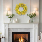 24 Inch Spring Wreath for Front Door, Artificial Yellow Forsythia Flower Grapevine Wreath for All Seasons - Farmhouse Indoor Outdoor Decor for Porch, Wall, Easter & Summer - Image 4