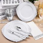 Bestluck 350PCS Silver Disposable Dinnerware for 50 Guests - Image 5