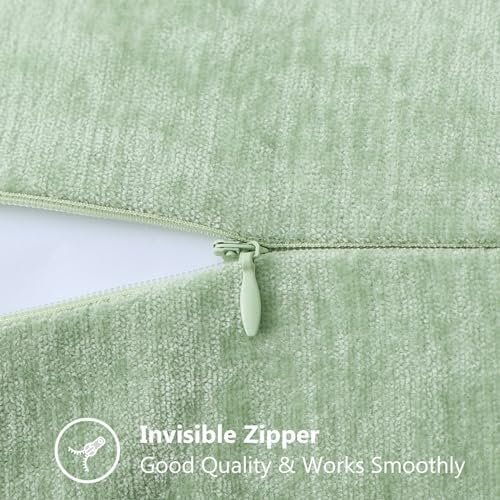 decorUhome Soft Chenille Throw Pillow Covers 24x24 Set of 2 Sage Green - Image 5