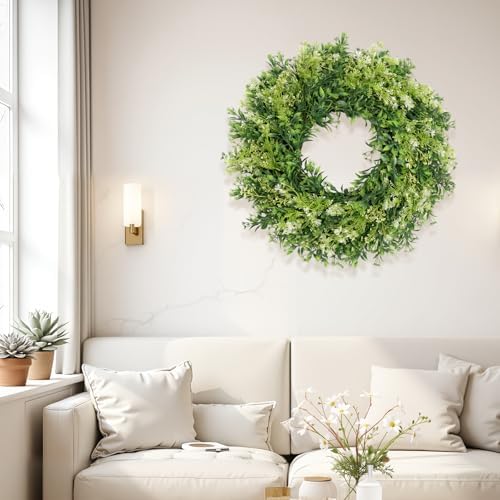 28 Inch Large Eucalyptus Wreaths for Front Door Artificial Green Leaves Greenery Indoor Outdoor Wreath Home Decor Porch Window Wall Farmhouse Door Decorations Spring Summer Fall All Seasons - Image 3
