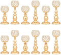 Crystal Candle Holders Set, Tall Metal Tealight Votive Candlestick Holders (11.4" & 8.8"), Elegant Decorative Centerpiece for Dining Table, Wedding, Living Room (Gold, Set of 12) by kehail
