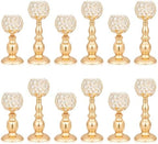 Crystal Candle Holders Set, Tall Metal Tealight Votive Candlestick Holders (11.4" & 8.8"), Elegant Decorative Centerpiece for Dining Table, Wedding, Living Room (Gold, Set of 12) by kehail
