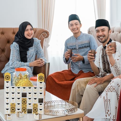 gisgfim Ramadan Wooden Countdown Calendar Eid Mubarak Decorations Mosque Advent Calendar with Drawers Eid Mubarak Countdown Til Eid Gift Ramadan Wooden Craftwork for Kids Ramadan Party Decorations - Image 5