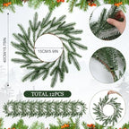 Christmas Placemat Set of 12 Artificial Norfolk Wreath Charger - Image 2