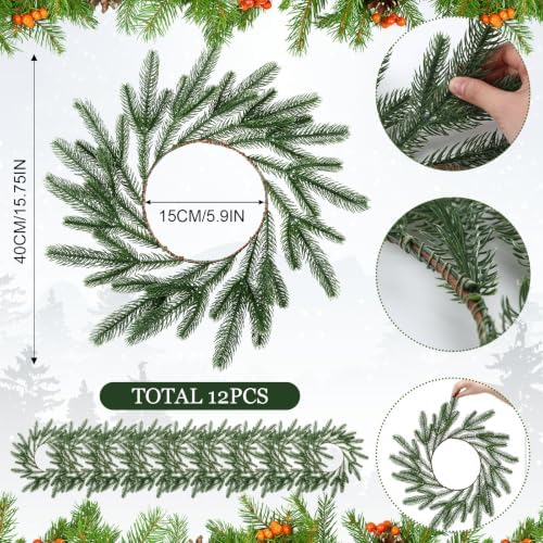 Christmas Placemat Set of 12 Artificial Norfolk Wreath Charger - Image 2