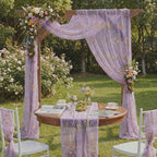 Purple Floral Table Runner 10ft Embroidery Tulle Spring Wildflower Gauze Table Runner Seasonal Summer Butterfly Kitchen Dining Decoration for Wedding Baby Shower Birthday Party (3 Pcs) - Image 5