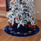 X.Sem Snowflakes Embroidered Velvet Christmas Tree Skirt with Pleat Velvet Border 50'' (Navy, 50 inch) - Image 6