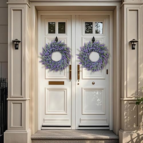 26'' Large Artificial Eucalyptus and Lavender Wreath for Front Door(Purple) - Image 4