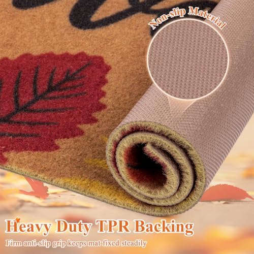 Ileading Fall Door Mat 24"x36", Non Slip No Shedding Faux Coir Mat Porch - Image 4