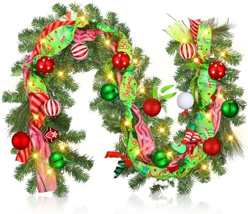 Thiccywoov 6 ft LED Prelit Christmas Pine Garland with Balls for Mantel by Jgiusenfg