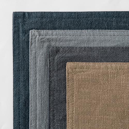 MIULEE Neutral Navy Boho Linen Pillow Covers 18x18 Inch Pack of 4 - Image 6