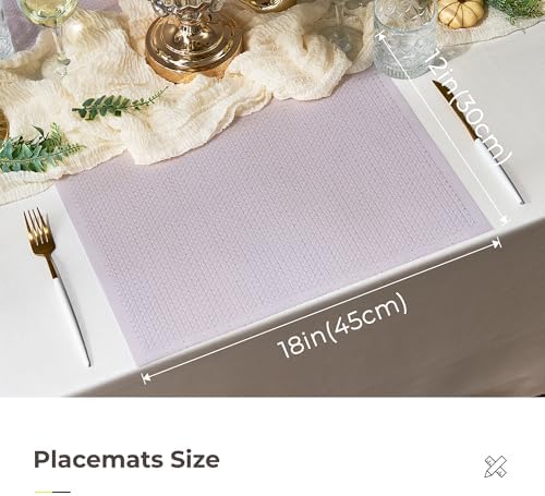 Leetaltree Woven Vinyl Placemats Set of 24, Lavender Sequin - Image 4