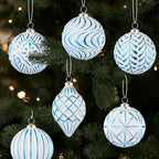 16Pcs Vintage Rustic Christmas Ball Ornaments - Large Shatterproof Neutral Christmas Ornaments Set Farmhouse Christmas Decor for Xmas Tree Home Party Holiday (Blue) - Image 4