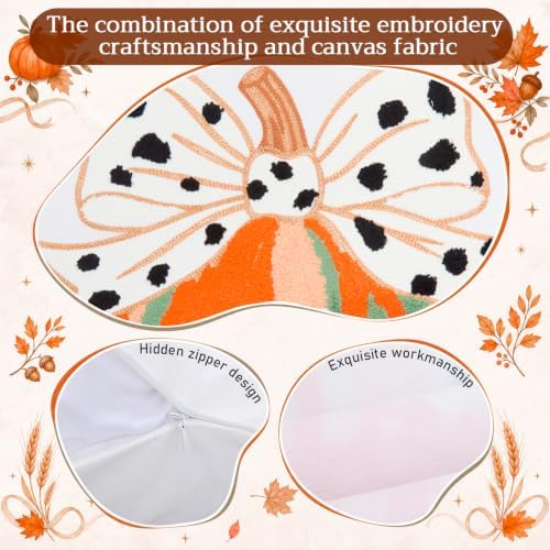 Mixweer 4 Pcs Fall Pillow Covers Set, 18 x 18 Inch Embroidered Autumn Throw Pillow Cases, Harvest Thanksgiving Square Throw Cushion Cover for Couch Sofa Bed Home Decoration - Image 3