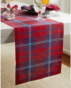 Solino Home 100% Pure Linen Table Runner, 14 x 90 in, Red and Navy Plaid - Image 2