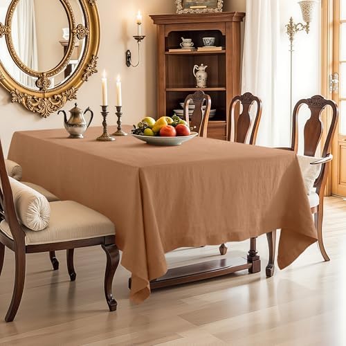 Linen World Linen Tablecloth,100% French Linen Beige Tablecloth 108" x 60" Inch,Washable Rectangular Tablecloth for Dining,Outdoor,Weddings and Restaurants,Decorative Thanksgiving Christmas - Image 2