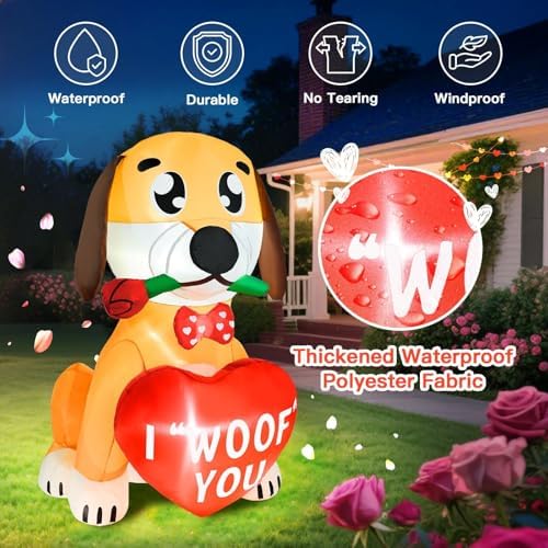 Valentine Inflatables Outdoor Decorations 4FT Dog Blow Up Yard Decor - Image 4