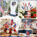 8 Pcs 4th of July Metal Firework Garden Stakes, American Flag Yard Sign, Patriotic Independence Day Memorial Day Decor for Outdoor Lawn, Yard, Garden, Walkway (Rockets) - Image 7