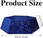 XmasExp Christmas Tree Collar, 33.5 inch Sequin Tree Skirt Stand Base Cover for Home Decor, Large Size 6 Piece, Blue - Image 2