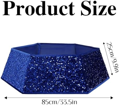 XmasExp Christmas Tree Collar, 33.5 inch Sequin Tree Skirt Stand Base Cover for Home Decor, Large Size 6 Piece, Blue - Image 2