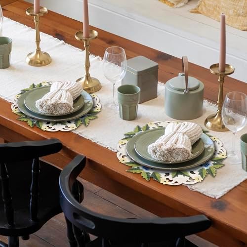 Decozen Set of 12 Doilies for Table, Lace Doilies - Rustic, Crochet, Farmhouse, Kitchen, Round Table Placemats - Valentines Day Decorations - 15 inch Blue and Green White, The Eternal Grace Collection - Image 4