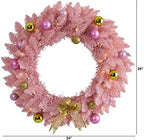 Nearly Natural 24 in Pink Artificial Christmas Wreath with 35 LED Lights - Image 2
