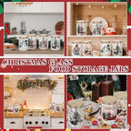 Potchen 8 Pcs Christmas Glass Storage Jars 19oz Christmas Canister Set with Airtight Lid Cookie Candy Jar for Winter Xmas Snowman Santa Kitchen Countertop Food Containers, 5.1 x 3.3 Inches(Christmas) - Image 6