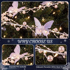 Retisee Crystal Christmas Tree Decor Acrylic Garland, White, Butterfly - Image 4