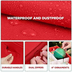Christmas Ornament Storage Container with Dividers - Box Stores Up to 96 Ornaments, Zippered, Convenient, Adjustable, Large Organizer Bin to Protect Holiday Décor, Fits Most Standard Size, Red - Image 3