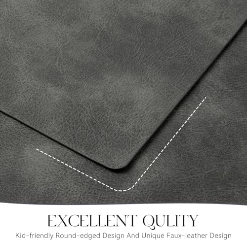 MOSAYT Vinyl Faux Leather Placemats, Set of 8, Dark Grey - Image 5
