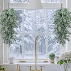4 Pcs Norfolk Pine Snow Teardrop Swag, Faux Chirstmas Teardrop Door Swag - Image 6