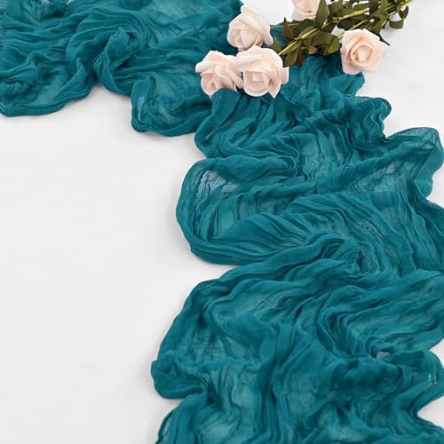 20 Pack Teal Table Runner 10Ft Cheesecloth Table Runner Boho Gauze Table Runners Romantic Long Turquoise Cheese Cloth Table Runners for Wedding Party Bridal Shower - Image 5