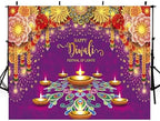 10x8ft Diwali Backdrop Fabric Purple Happy Diwali Festival of Lights Photography Background Extra Large Banner Room Decor - Image 2