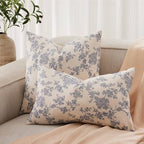 100% Cotton French Pastoral Throw Pillow Covers Set of 2, 24x24 Inch Double Sided/Blue, Farmhouse Decorative Cushion Covers for Sofa Bed Living Room Home Decor - Image 4