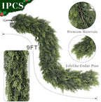 9FT 1Pcs Lifelike Touch Artificial Christmas Cedar Garland for Mantle Decor - Image 5